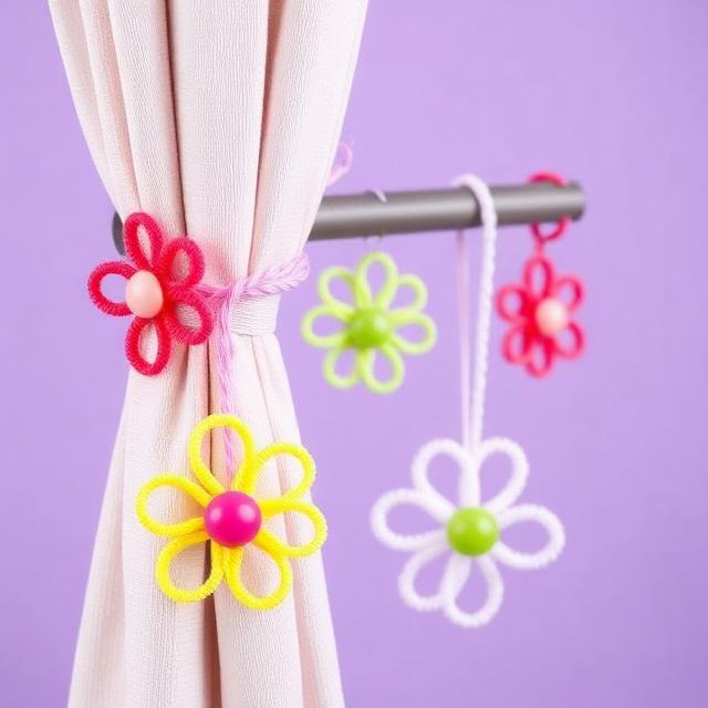Curtain Holders — handmade pipe cleaner craft by Florela
