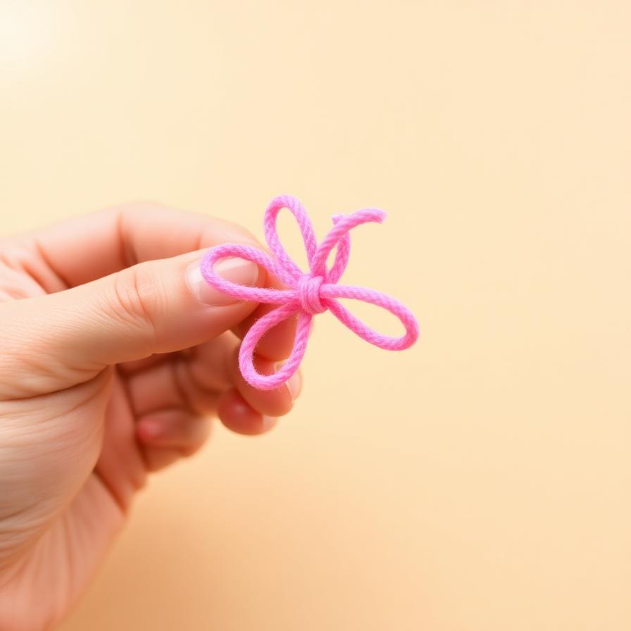 Hands twisting a pink pipe cleaner into a flower petal